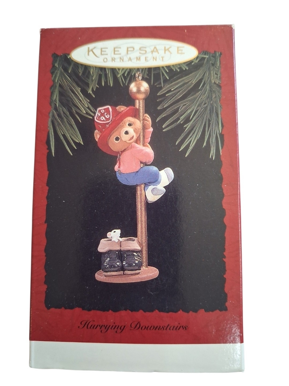 Keepsake Ornament Hurrying Downstairs Teddy Ornament